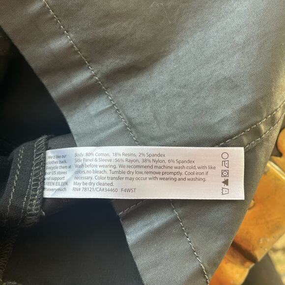 Eileen Fisher Jacket Size M Medium Black Moto Waxed Stretch Knit Classic Capsule - Picture 11 of 13